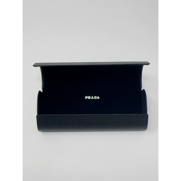 Prada Saffiano Eyeglasses Hard Case With Magnetic Closure Black Microfiber Cloth - Picture 3 of 7